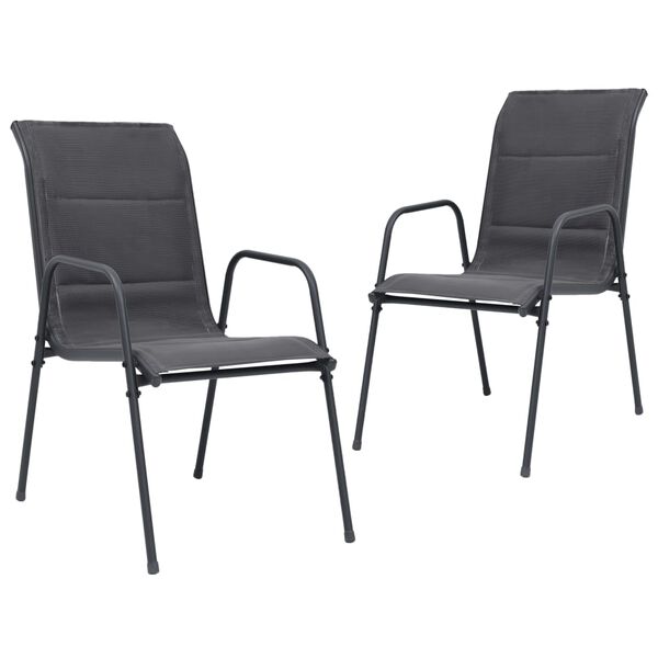 vidaXL Set mobilier de exterior, 3 piese, antracit, oțel