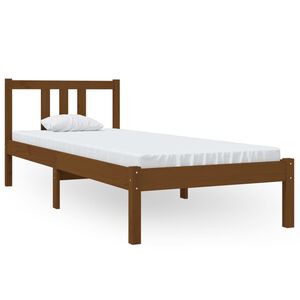 vidaXL Cadru de pat mic single, maro miere, 75x190 cm, lemn masiv