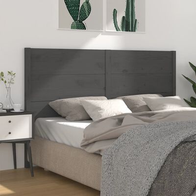vidaXL Tăblie de pat, gri, 126x4x100 cm, lemn masiv de pin