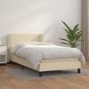 vidaXL Pat box spring cu saltea, crem, 90x200 cm, piele ecologică