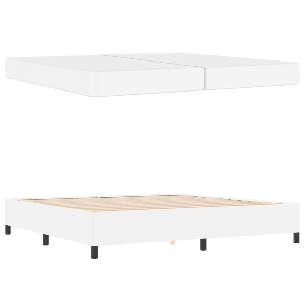 vidaXL Cadru de pat cu saltea Alb 200 x 200 cm țesătură