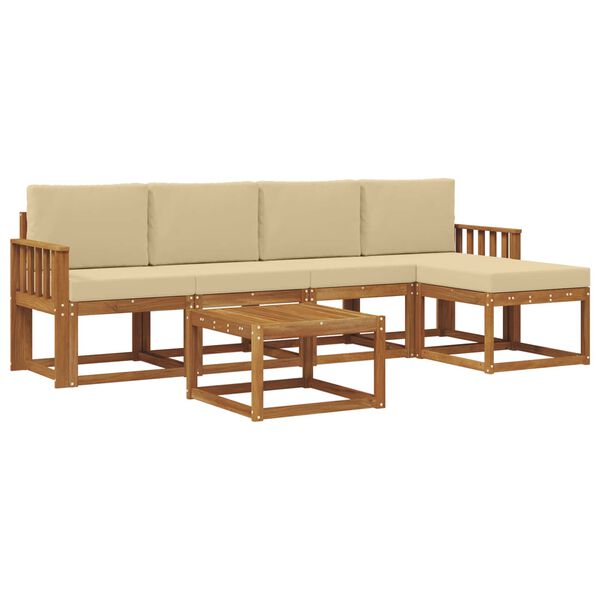 vidaXL Set de canapele de exterior cu pernă 6 pcs Natural și Bej