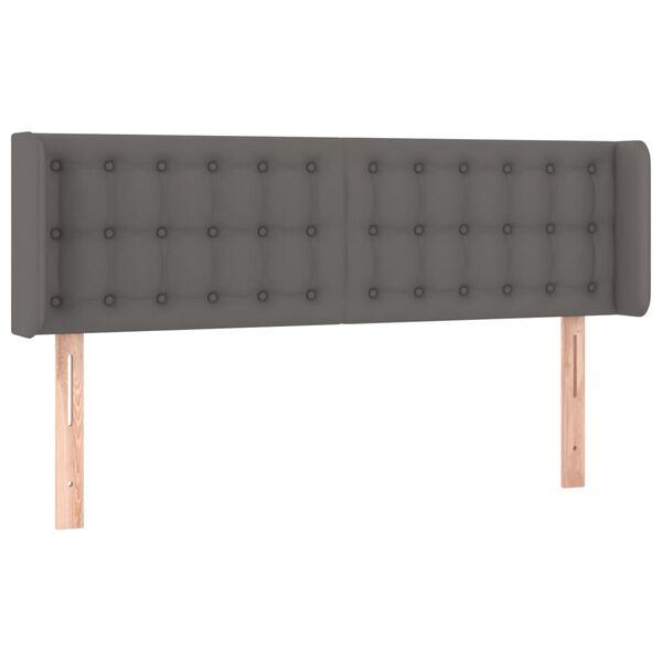 vidaXL Tăblie de pat cu aripioare gri 147x16x78/88 cm piele ecologică