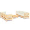 vidaXL Set mobilier grădină cu perne crem, 7 piese, lemn masiv pin