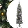 vidaXL Copac Artificial Slăb de Crăciun Verde și alb 210 cm