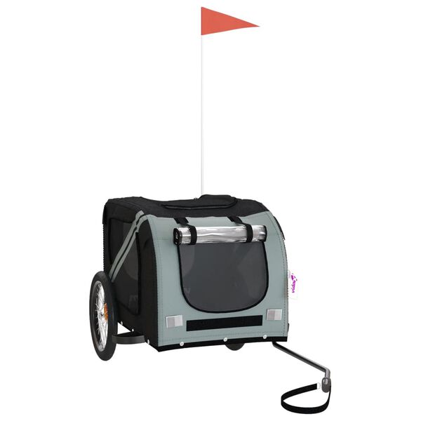 vidaXL Remorcă bicicletă animale companie gri/negru textil oxford/fier