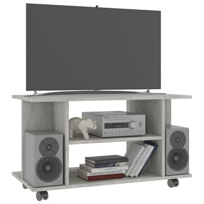 vidaXL Comodă TV cu roți, gri beton, 80x40x45 cm, lemn prelucrat