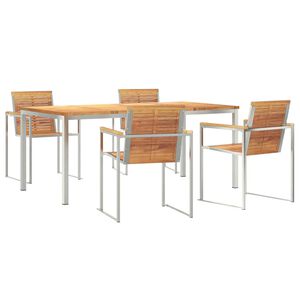 vidaXL Set de masă pentru grădină 5 pcs Maro Lemn solid de tec