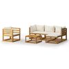 vidaXL Set mobilier grădină cu perne, 6 piese, crem, lemn masiv acacia