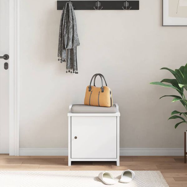 vidaXL Bancă pentru hol „SANDNES” albă 45x40x50 cm, lemn masiv de pin