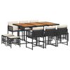vidaXL Set mobilier de exterior cu perne, 11 piese, negru, poliratan