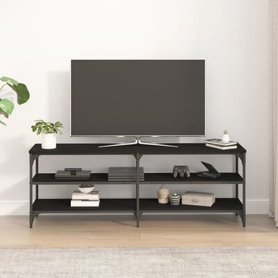 vidaXL Comodă TV, negru, 140x30x50 cm, lemn prelucrat