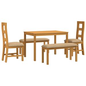 vidaXL Set de dining 5 buc. Bej Lemn de stejar masiv