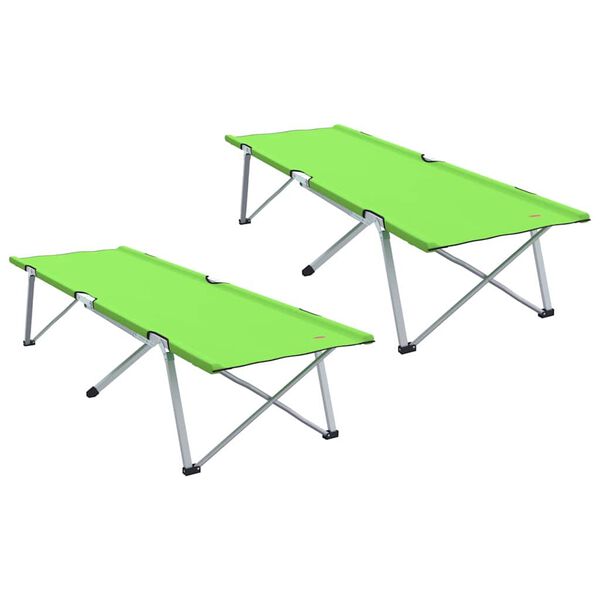 vidaXL Pat pliabil pentru camping 2 pcs Verde închis 62 x 194 x 42 cm