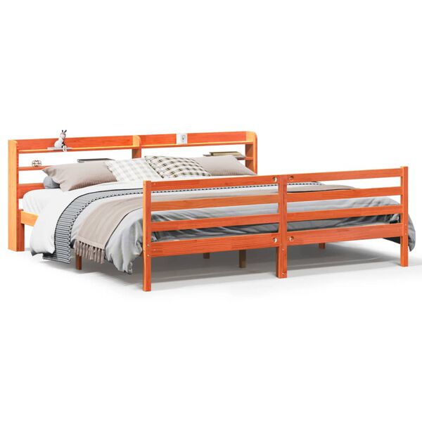 vidaXL Cadru de pat fără saltea, maro ceruit 200x200 cm lemn masiv pin