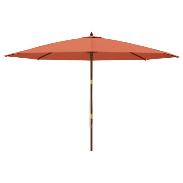 vidaXL Umbrelă de soare de grădină st&acirc;lp din lemn cărămiziu 400x273 cm