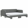 vidaXL Pat de zi cu extensie și saltele, gri &icirc;nchis, 90x190 cm, textil