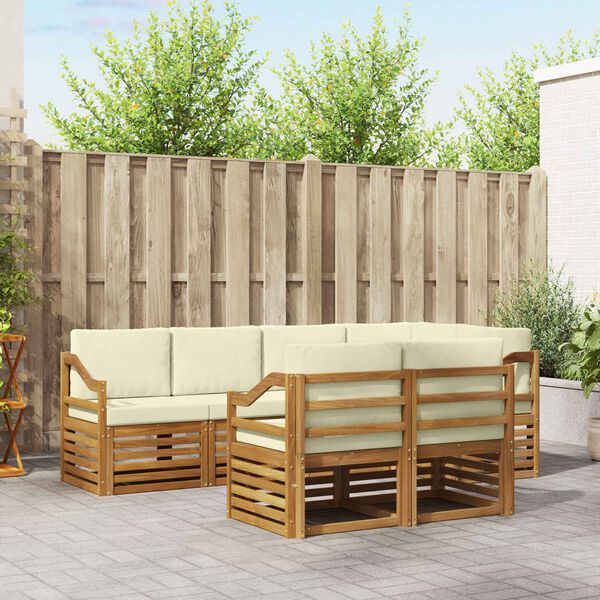 vidaXL Set canapea sectională cu pernă 7 pcs Natural și Crem