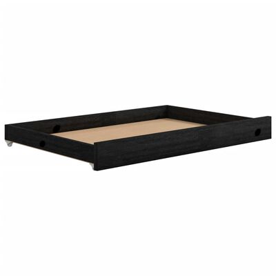 vidaXL Pat de zi cu sertare, negru, 90x200 cm, lemn masiv de pin