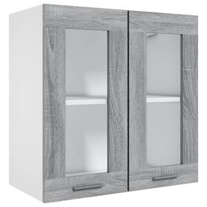 vidaXL Dulap de sticlă suspendat &ldquo;Lyon&rdquo;, gri sonoma, 60x31x60 cm, lemn