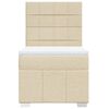 vidaXL Pat box spring cu saltea, crem, 90x200 cm, textil