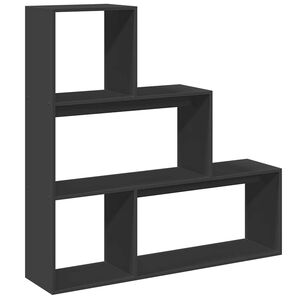 vidaXL Bibliotecă/separator cameră 3 niveluri, negru 123x29x123cm lemn