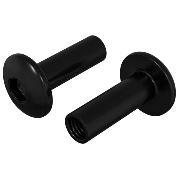 vidaXL Nuci cu M&acirc;neci 2 pcs Negru M4 x 14,5 mm Fier