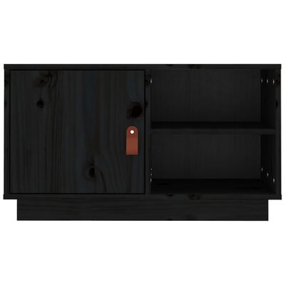 vidaXL Comodă TV, negru, 70x34x40 cm, lemn masiv de pin