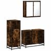 vidaXL Set mobilier de baie, 3 piese, stejar fumuriu, lemn prelucrat