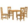 vidaXL Set de dining 5 buc. Bej Lemn de stejar masiv