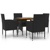 vidaXL Set mobilier de exterior, 5 piese, negru, poliratan