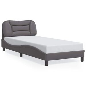vidaXL Cadru de pat fără saltea, Hvar, gri, 80x200 cm, piele ecologică