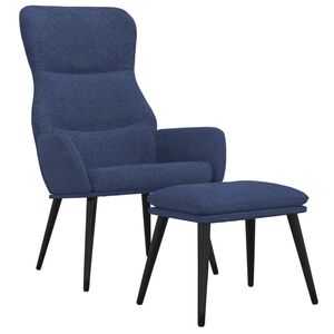 vidaXL Scaun de relaxare cu taburet, albastru, textil