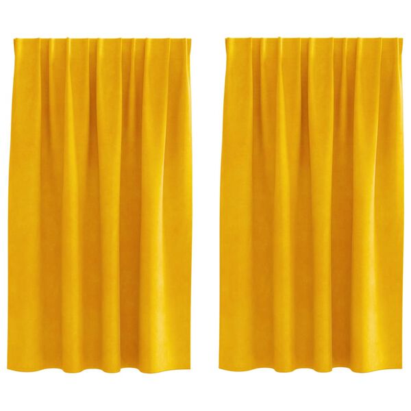 vidaXL Perdele opace 2 pcs Galben muștar 140 x 140 cm Catifea