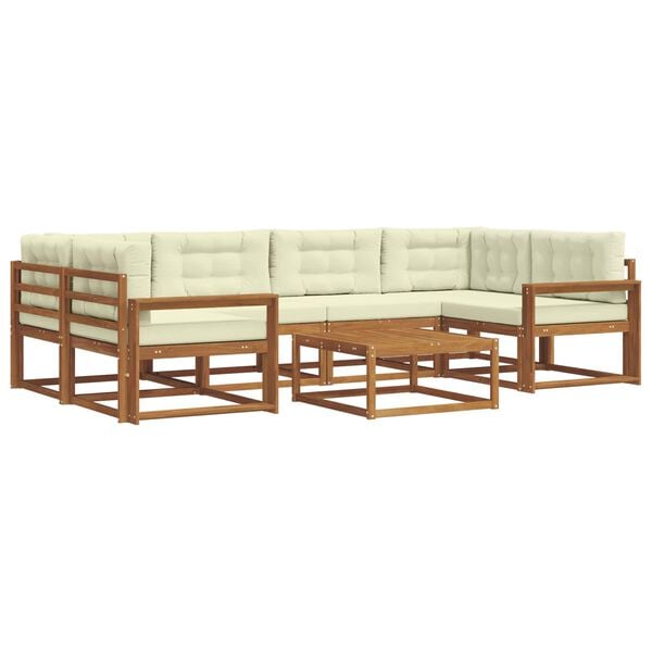 vidaXL Set de canapele de exterior cu pernă 7 pcs Natural și Crem