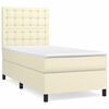 vidaXL Pat box spring cu saltea, crem, 90x190 cm, piele ecologică