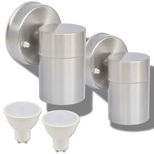 vidaXL Corp iluminat LED perete exterior 2 buc, oțel inoxidabil, jos