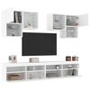 vidaXL Set comode TV de perete, 6 piese, cu lumini LED, alb