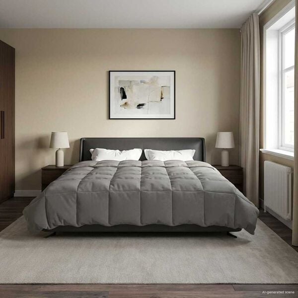 vidaXL Duvet complet pe tot parcursul anului Gri deschis 220 x 260 cm