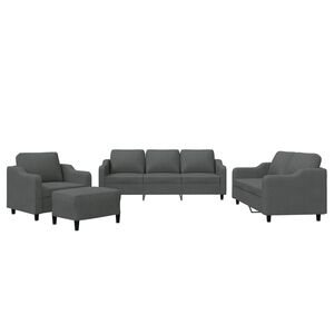 vidaXL Set de canapele cu perne, 4 piese, gri &icirc;nchis, textil