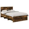 vidaXL Cadru de pat Stejar fumuriu 120 x 123 cm Lemn compozit