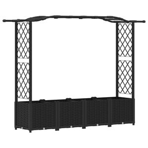 vidaXL Pat Ridicat cu Trellis și Acoperiș Negru 204 x 40 x 138 cm PP