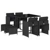 vidaXL Set mobilier de grădină cu perne, 9 piese, negru, poliratan