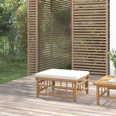 vidaXL Taburet de grădină cu pernă alb crem, bambus