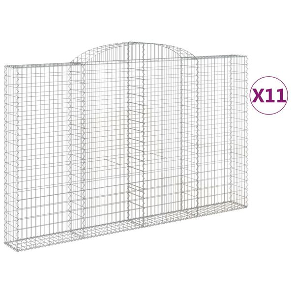 vidaXL Coșuri gabion arcuite 11 buc, 300x30x180/200 cm fier galvanizat