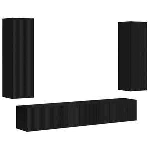 vidaXL Set comodă TV Pe perete 3 pcs Negru Lemn compozit