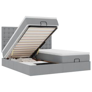 vidaXL Cadru de pat otoman cu saltele Gri deschis 160x200cm Material