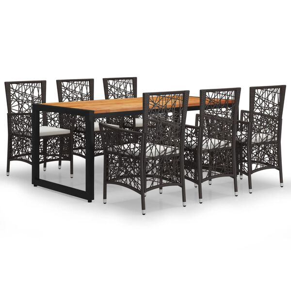 vidaXL Set mobilier de grădină, 7 piese, maro