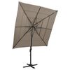vidaXL Umbrelă de soare 4 niveluri, st&acirc;lp aluminiu, taupe, 250x250 cm