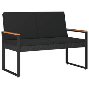 vidaXL Bancă de exterior cu pernă Negru 107 x 61 x 80 cm poliratan